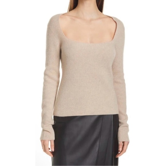 Vince Cashmere Ribbed Square Neck Smokey Quartz Sweater SZ XXL NEW WITH TAGS - Picture 2 of 10